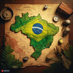 Mapa do Brasil sob uma mesa