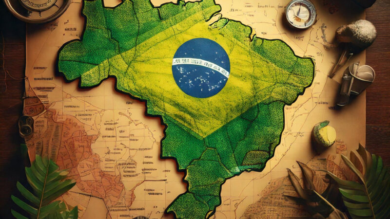Mapa do Brasil sob uma mesa
