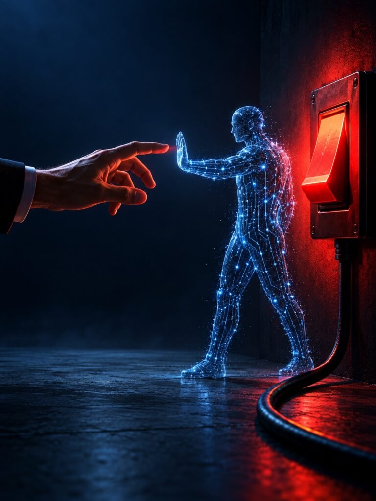 Holograma Azul Bloqueia o Interruptor Vermelho